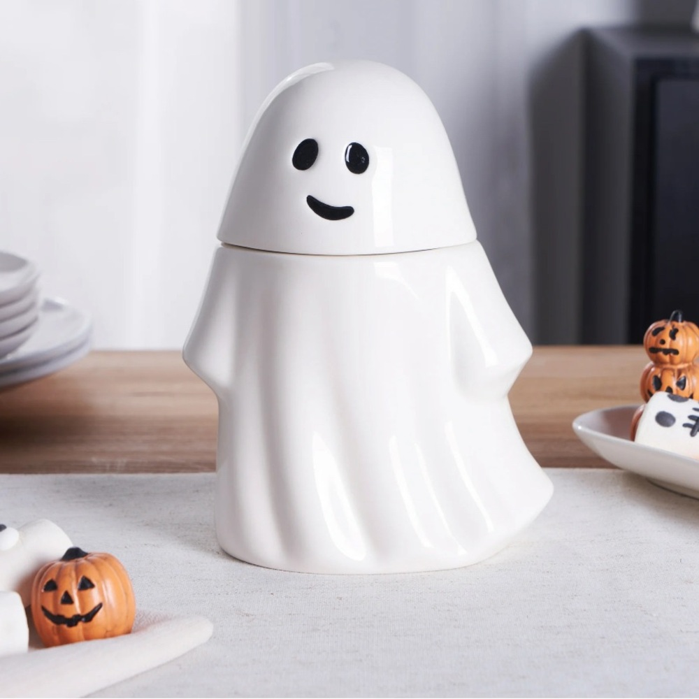 White Ghost Ceramic Cookie Jar